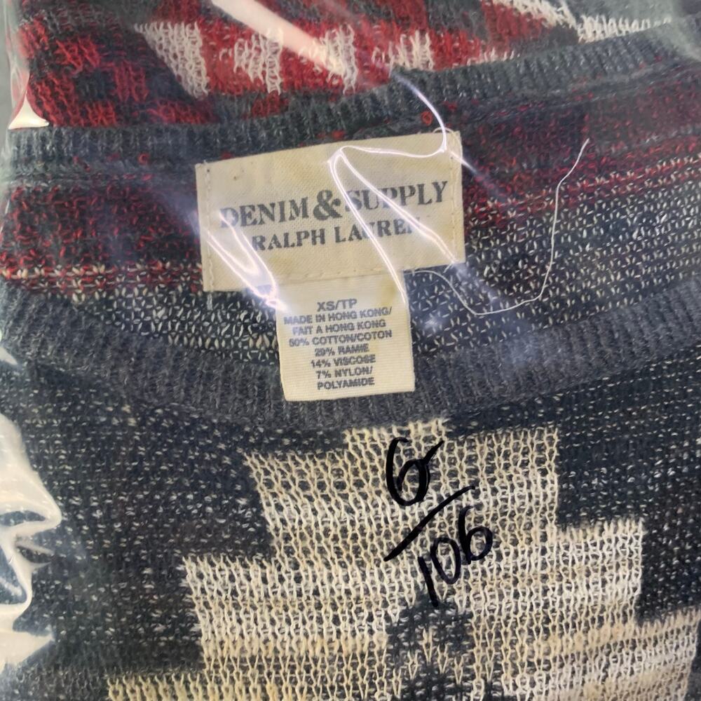 VINTAGE Denim & Supply Ralph Lauren Women's XS Red Geometric Aztec Sweater - Picture 8 of 8